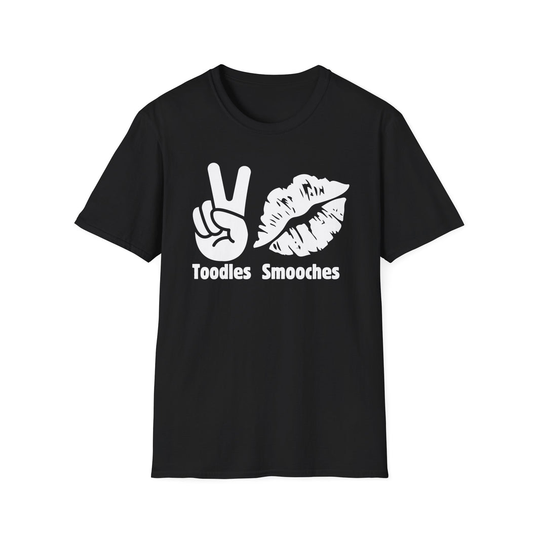 Toodles, Smooches, Unisex Softstyle White with Black T-Shirt