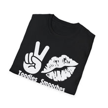Toodles, Smooches, Unisex Softstyle White with Black T-Shirt