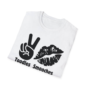 Toodles, Smooches, Unisex Softstyle Black with White T-Shirt