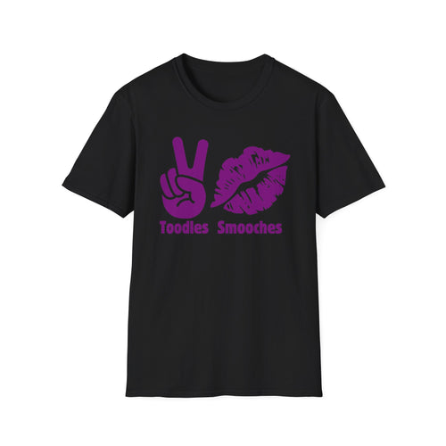 Toodles, Smooches, Unisex Softstyle Purple with Black T-Shirt