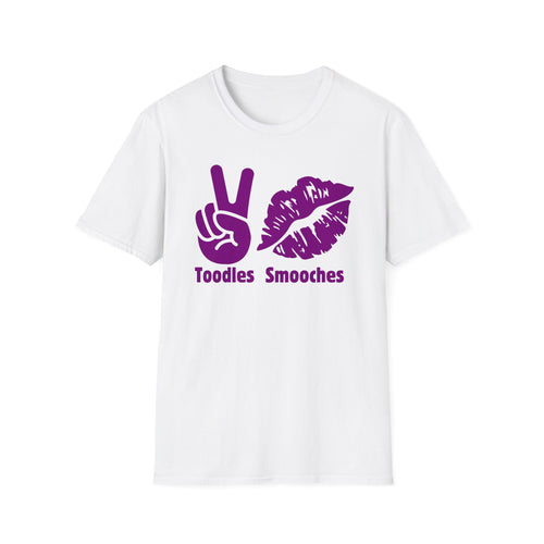 Toodles, Smooches, Unisex Softstyle Purple with White T-Shirt