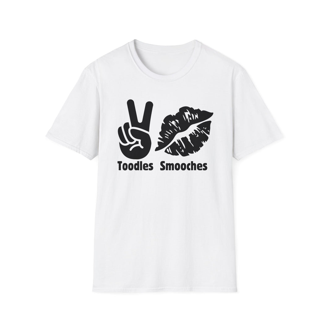 Toodles, Smooches, Unisex Softstyle Black with White T-Shirt